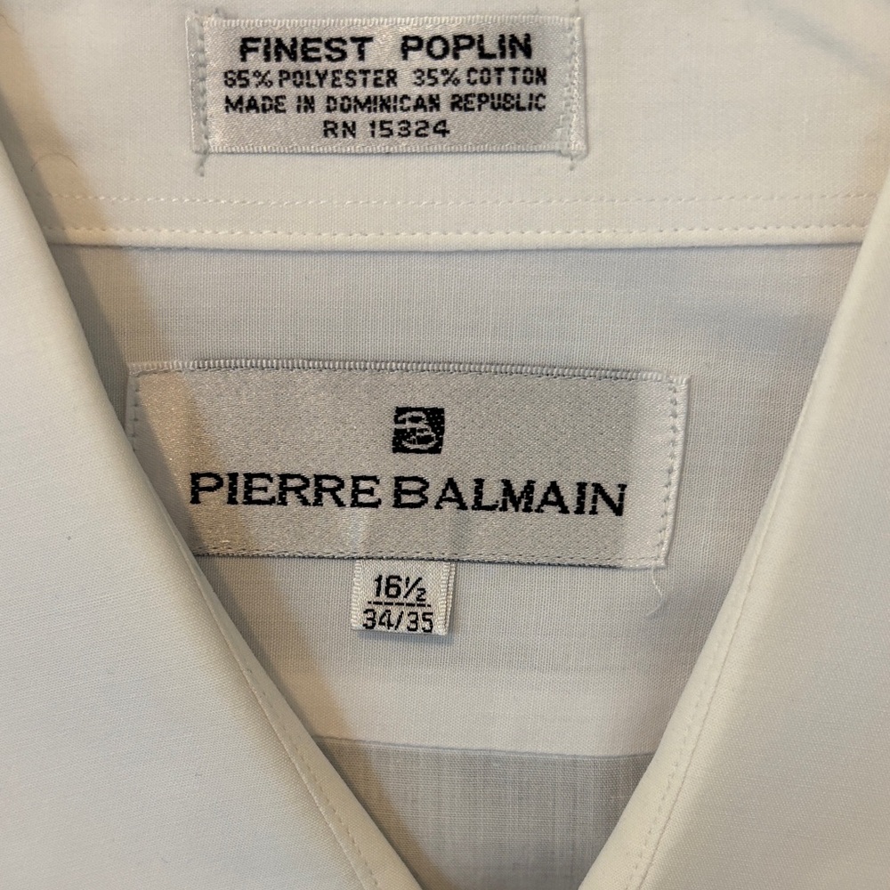 Pierre Balmain White Pleated Front Dress Shirt - 16.5; 34/35 - Picture 2 of 8